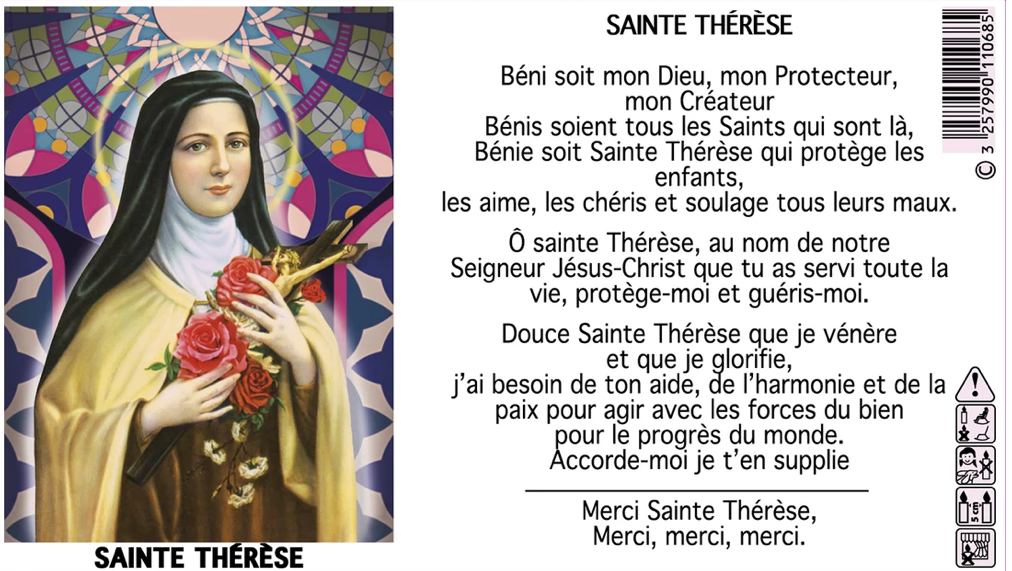 Bougie Neuvaine Sainte Thérèse