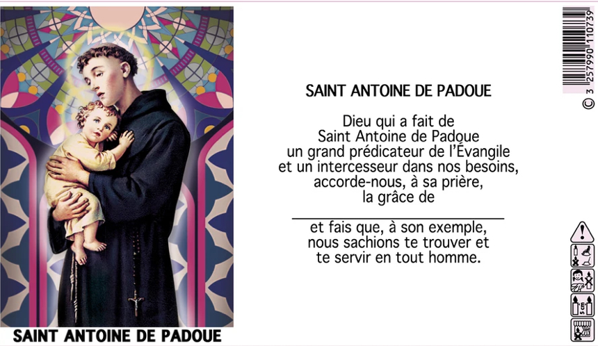 Bougie neuvaine Saint Antoine de Padoue