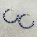 Créoles Acier Doré et Lapis Lazuli